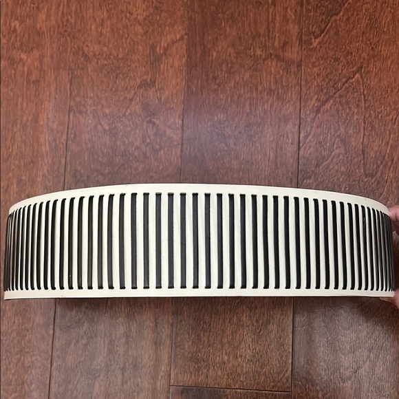 Calvin Klein Ivory Leather Belt with Black Lace Stripes and Gold Hardware - Picture 8 of 14